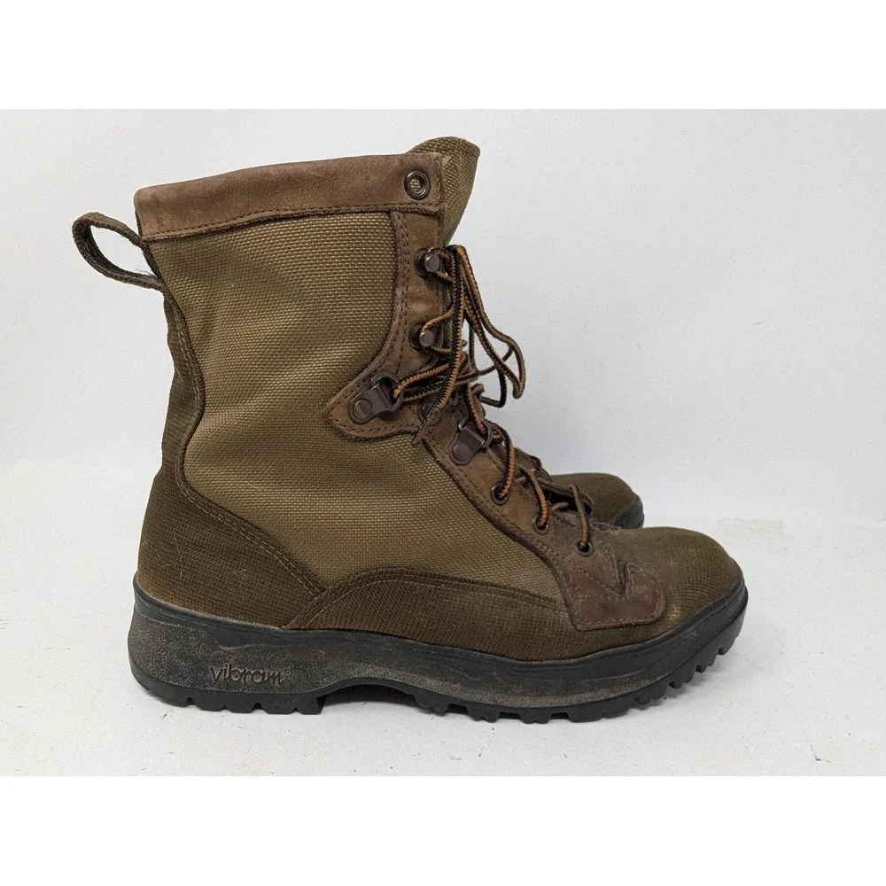 Vintage Danner Boots Mens Size 9 Green Nylon Combat Hiking Vibram Made USA 90s